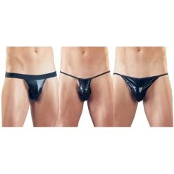 Svenjoyment Underwear 3-Delige Wetlook String Set