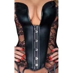 Noir Handmade Kanten Jarretelkorset Met Wetlook Details 9 Noir Handmade Kanten Jarretelkorset Met Wetlook Details -EasyToys Shop 26112361021 3