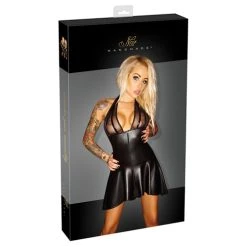 Noir Handmade Wetlook Halterjurk Met Netstof Cups -EasyToys Shop 27149491021 4