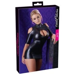 Cottelli Collection Cold Shoulder Wetlook Mini Jurkje - Zwart -EasyToys Shop 27157751021 3