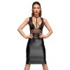 Noir Handmade Wetlook Jurk Met Netstof Details -EasyToys Shop 27167041021