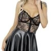 Noir Handmade Sexy Wetlook Jurkje Met Kanten Top - Zwart -EasyToys Shop 27182781021