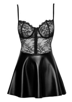 Noir Handmade Sexy Wetlook Jurkje Met Kanten Top - Zwart -EasyToys Shop 27182781021 3