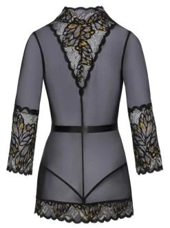 Kissable Sensuele Transparante Kimono Met Luxe Kant - Zwart -EasyToys Shop 27604871111 2