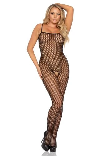 LEG AVENUE Gehaakte Catsuit Met Open Kruisje - Zwart 3 LEG AVENUE Gehaakte Catsuit Met Open Kruisje - Zwart