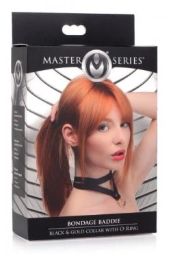 Master Series Bondage Baddie Collar Met O-ring - Zwart/Goud -EasyToys Shop AG724 4