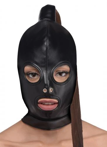 STRICT Bondage Hoofd Masker Met Paardenstaart 3 STRICT Bondage Hoofd Masker Met Paardenstaart