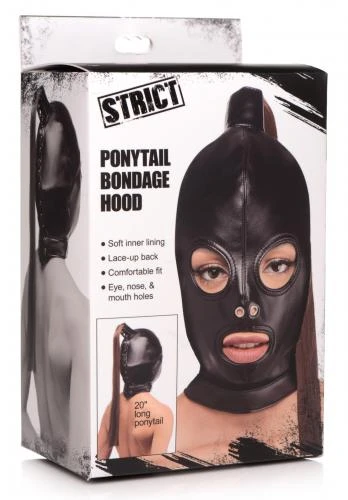STRICT Bondage Hoofd Masker Met Paardenstaart 6 STRICT Bondage Hoofd Masker Met Paardenstaart - Afbeelding 4