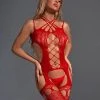 Christine Kruisloze Jarretelcatsuit - Rood -EasyToys Shop ccs019 blk