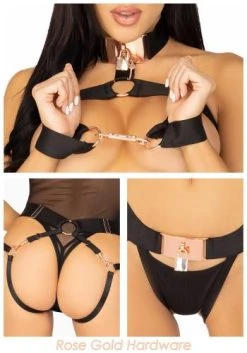 LEG AVENUE Satijnen Elastisch Harnas - Zwart -EasyToys Shop ki404122001 12