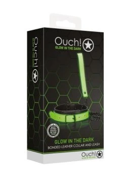 Ouch! Halsband Met Riem - Glow In The Dark - Neon Groen/Zwart -EasyToys Shop ou755glo 5